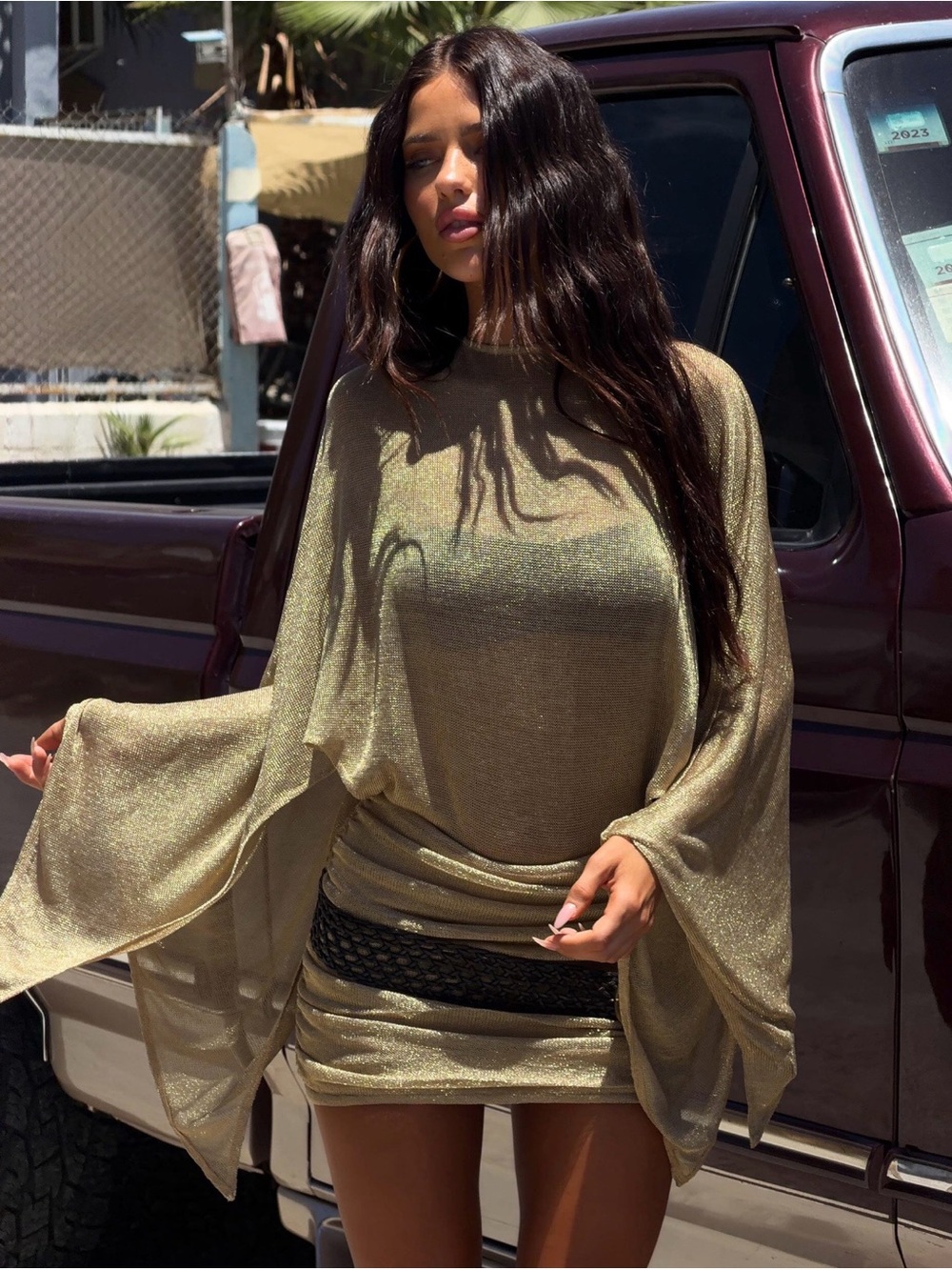 Women’s Shimmer Mini Dress in Gold